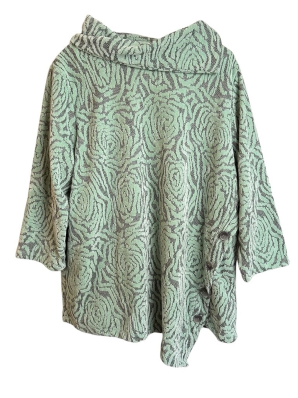 Ruby Rd Women’s Jacquard Asymmetric Hem Knit Top Cowl Neck Plus Size 2X Green